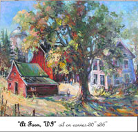 At farm, Wisconsin, Oil on Canvas